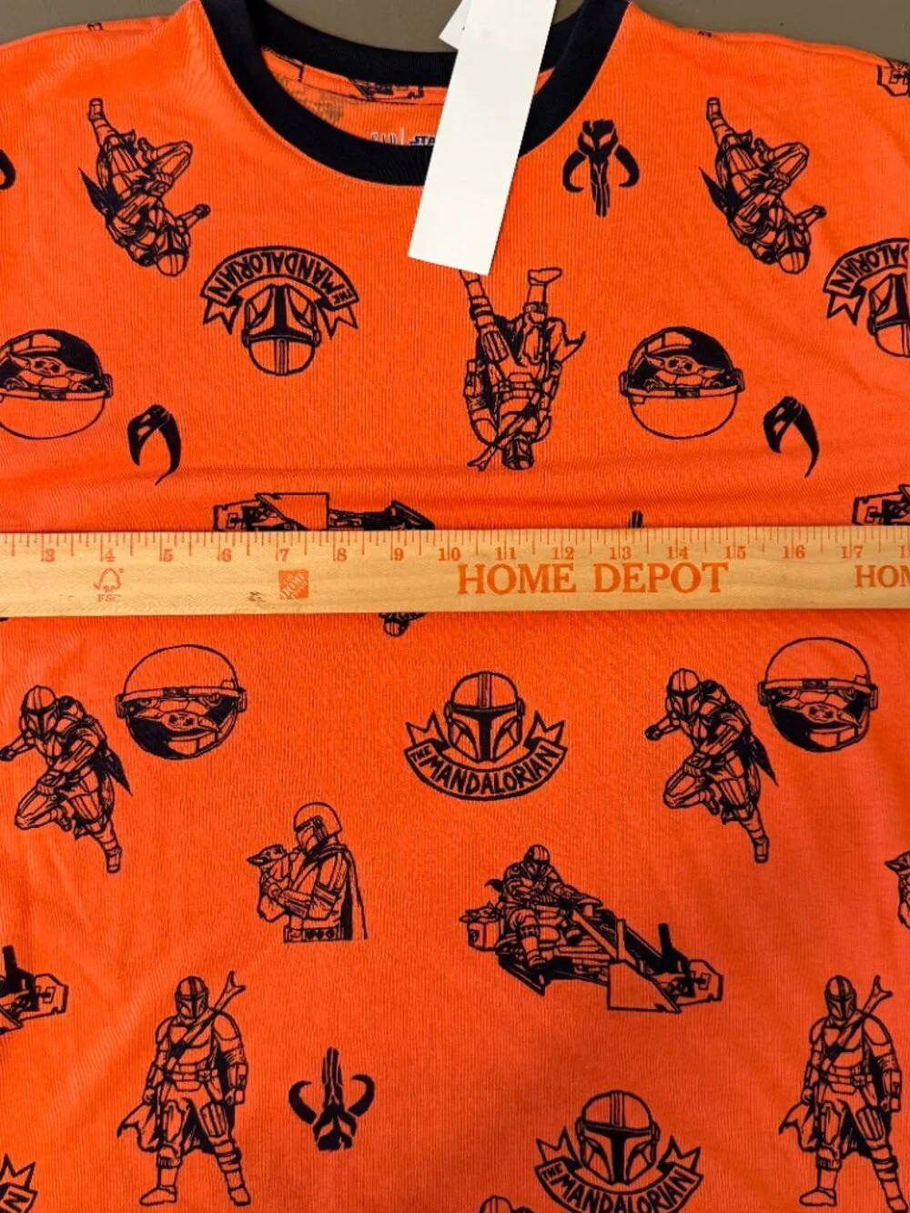 Gap Kids Star Wars The Mandalorian Orange Plaid Sleep Pajama Top Shirt Sz 14 NWT